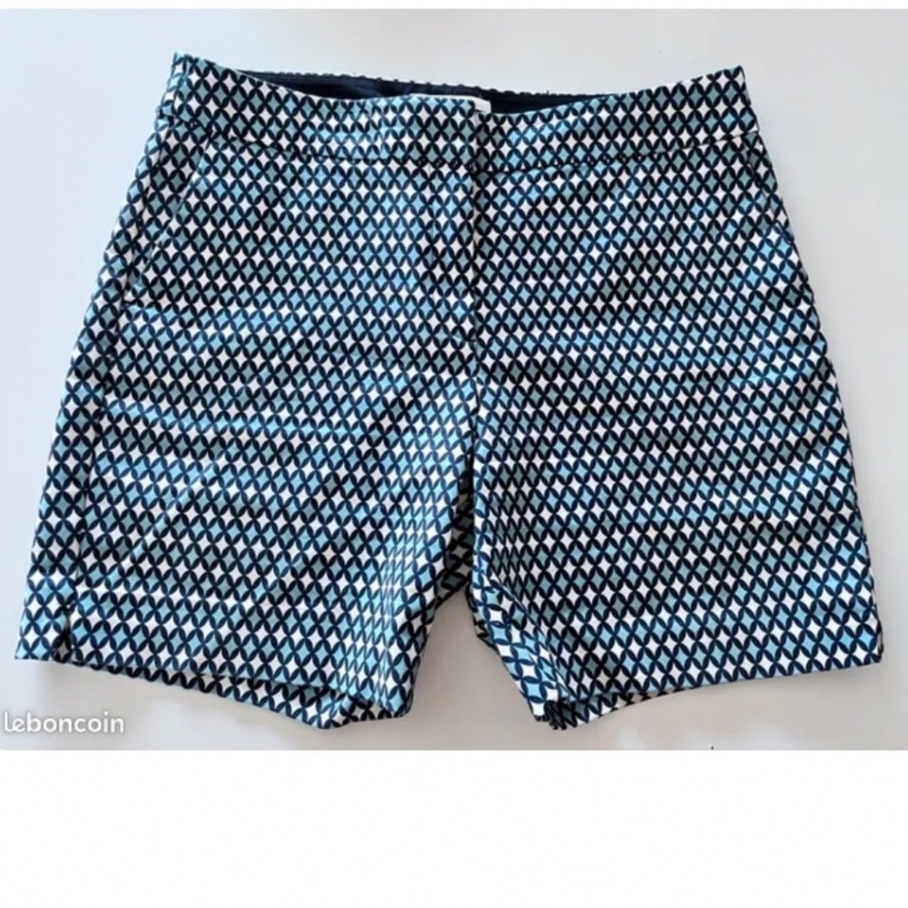 Boden Richmond Shorts Women 4 Blue Geometric Print 3 Inch Inseam
